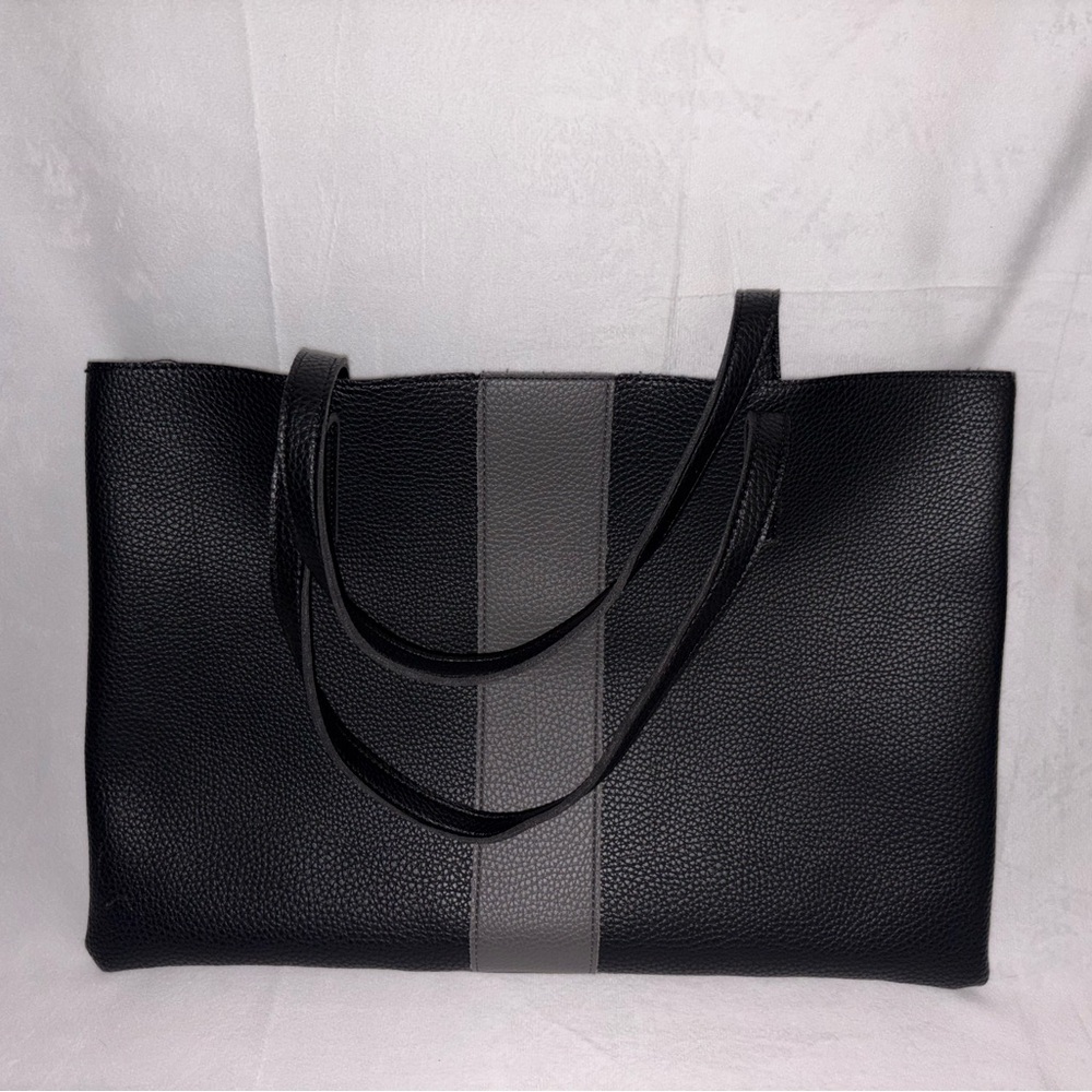 Vince Camuto Vegan Work Tote Elegant Black & Gray Women's Tote Bag